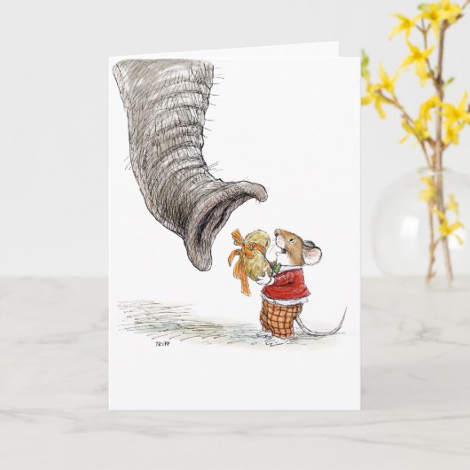 Gelukkige Verjaardag Muis en Olifant Kaart (Gele Bloem)