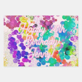 Gelukkige Verjaardag Multicolor Abstracte Bokeh Fo Inpakpapier Vel (Voorkant 2)
