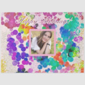 Gelukkige Verjaardag Multicolor Abstracte Bokeh Fo Tissuepapier (Voorkant)