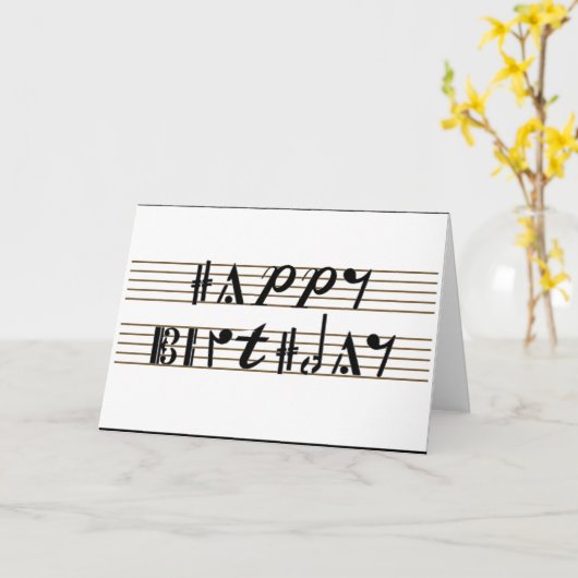 Gelukkige verjaardag Musical Notation Font Kaart (Gele Bloem)