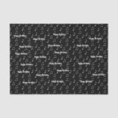 Gelukkige Verjaardag Musical Zwart Wit Theme Notes Tissuepapier (Voorkant)