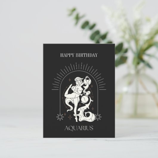 Gelukkige Verjaardag Mystieke Waterman Sterrenbeel Briefkaart (Staand voorkant)