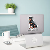 Gelukkige verjaardag naam hond sticker (Laptop op bureau)