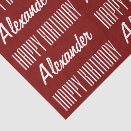 Gelukkige Verjaardag Naam Rood Weefsel Papier (Detail)