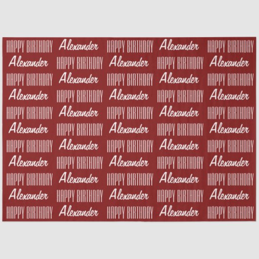 Gelukkige Verjaardag Naam Rood Weefsel Papier (Voorkant)