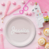 Gelukkige verjaardag,  naam | Roos Ombre Papieren Bordje (Feest)