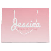 Gelukkige verjaardag,  naam | Roos Pink Groot Cadeauzakje (Voorkant)