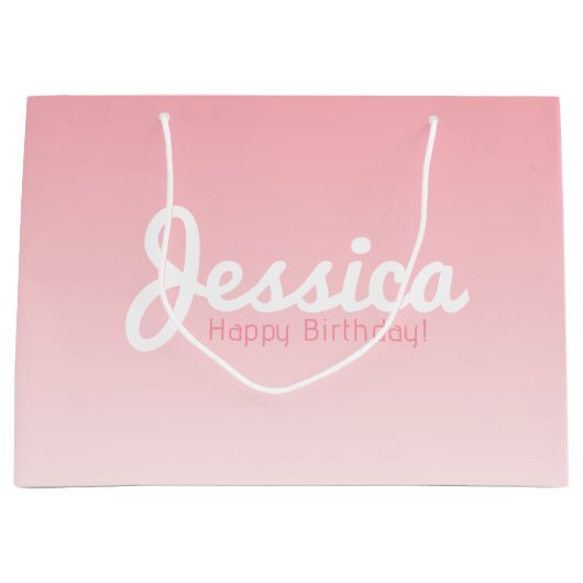 Gelukkige verjaardag,  naam | Roos Pink Groot Cadeauzakje (Voorkant)