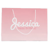 Gelukkige verjaardag,  naam | Roos Pink Groot Cadeauzakje (Achterkant)