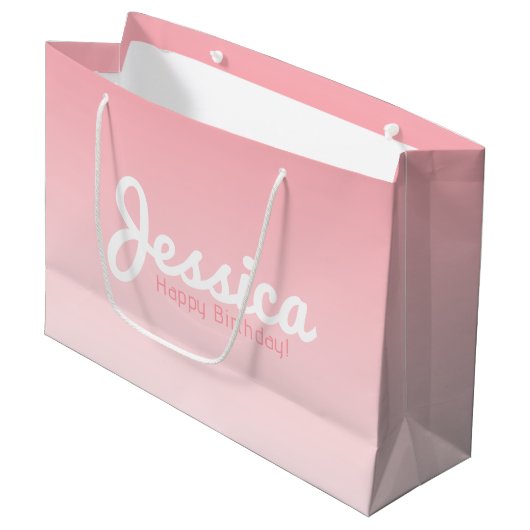 Gelukkige verjaardag,  naam | Roos Pink Groot Cadeauzakje (Voorkant Gekanteld)