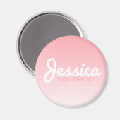 Gelukkige verjaardag,  naam | Roos Pink Magneet (Voorkant / Achterkant)