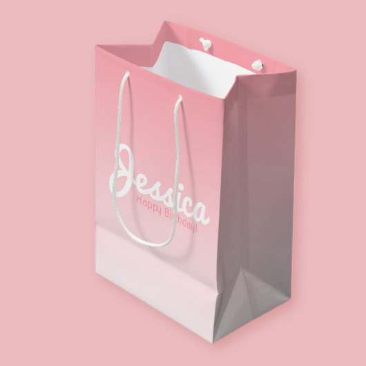 Gelukkige verjaardag, naam | Roos Pink Medium Cadeauzakje