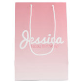 Gelukkige verjaardag, naam | Roos Pink Medium Cadeauzakje (Achterkant)