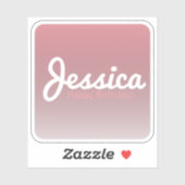 Gelukkige verjaardag, naam | Roos Pink Sticker (Vel)