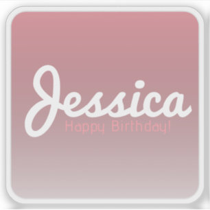 Gelukkige verjaardag,  naam   Roos Pink Sticker