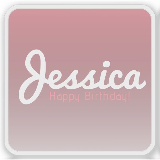 Gelukkige verjaardag, naam | Roos Pink Sticker (Voorkant)