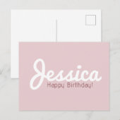 Gelukkige verjaardag,  naam | Rosé goud Briefkaart (Voorkant / Achterkant)
