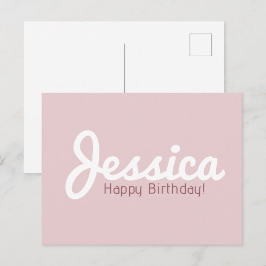 Gelukkige verjaardag,  naam | Rosé goud Briefkaart (Voorkant / Achterkant)