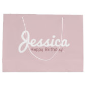 Gelukkige verjaardag,  naam | Rosé goud Groot Cadeauzakje (Achterkant)