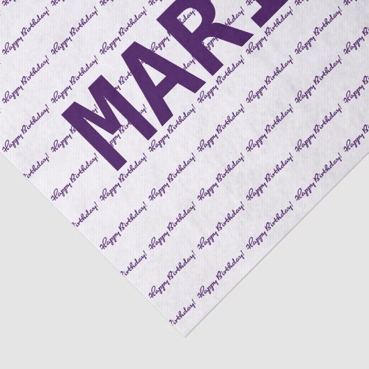 Gelukkige verjaardag! Naam Sjabloon Paarse Tissuepapier (Detail)