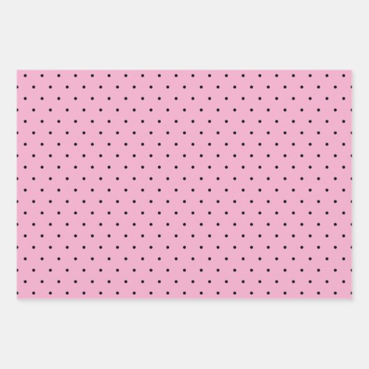Gelukkige Verjaardag Naam Zwart Licht Roze Polka D Inpakpapier Vel (Voorkant 3)