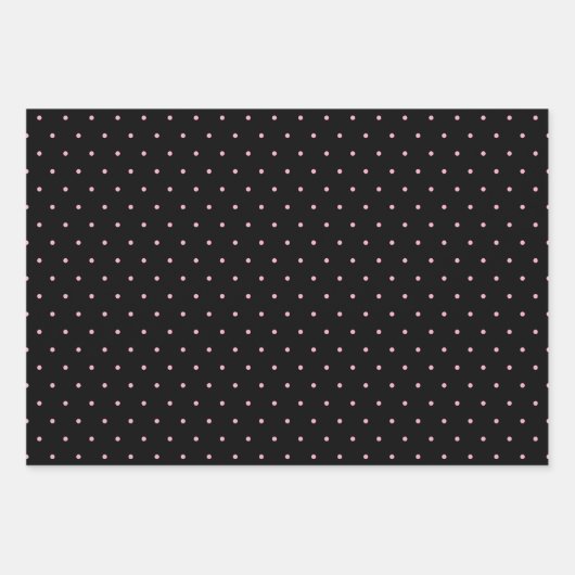 Gelukkige Verjaardag Naam Zwart Licht Roze Polka D Inpakpapier Vel (Voorkant 2)