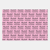 Gelukkige Verjaardag Naam Zwart Licht Roze Polka D Inpakpapier Vel (Voorkant)