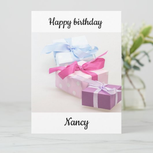 Gelukkige verjaardag Nancy Kaart (Staand voorkant)