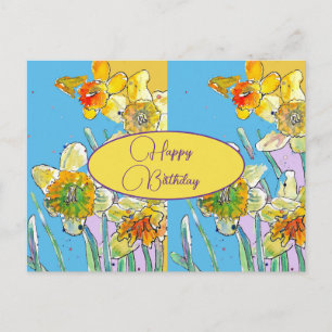 Gelukkige verjaardag Narcis bloem Geel Briefkaart