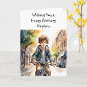 Gelukkige verjaardag neef | Jongen op de fiets in Kaart (Gele Bloem)