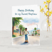 Gelukkige verjaardag neef | Jongen op de fiets in Kaart (Gele Bloem)