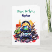 Gelukkige verjaardag neef | Thema van videogames Kaart (Voorkant)