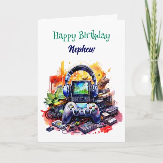 Gelukkige verjaardag neef | Thema van videogames Kaart (Voorkant)