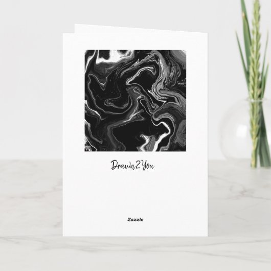 Gelukkige verjaardag neef | Zwart en wit marmer Kaart (Achterkant)