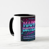 Gelukkige Verjaardag Neon Glow Vibes Mok (Voorkant links)