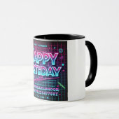 Gelukkige Verjaardag Neon Glow Vibes Mok (Voorkant rechts)