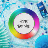 Gelukkige Verjaardag Neon Rainbow Vortex Papieren Bordje (Feest)