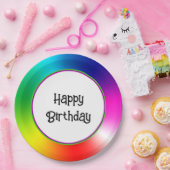 Gelukkige Verjaardag Neon Rainbow Vortex Papieren Bordje (Feest)