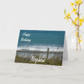 Gelukkige Verjaardag Nephew-Ocean Waves Kaart (Gele Bloem)