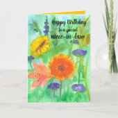 Gelukkige Verjaardag Nichtje in de Wet Zonnebloem  Kaart (Voorkant)