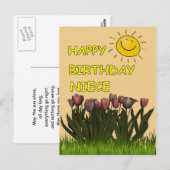 Gelukkige Verjaardag Nichtje Zon en Bloemen Briefkaart (Voorkant / Achterkant)