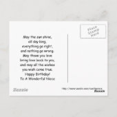 Gelukkige Verjaardag Nichtje Zon en Bloemen Briefkaart (Achterkant)