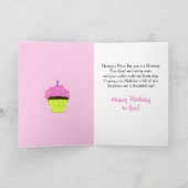 Gelukkige Verjaardag Niece Bright Pink Rose Cupcak Kaart (Binnen)