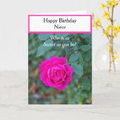 Gelukkige Verjaardag Niece Bright Pink Rose Cupcak Kaart (Gele Bloem)
