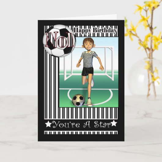 Gelukkige Verjaardag, No1 Voetbal, Football Kaart (Gele Bloem)