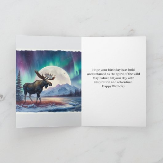 Gelukkige verjaardag noordlichten Alaska eland Kaart (Binnen)