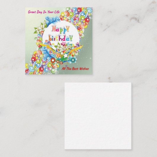 Gelukkige verjaardag notitiekaartje (Voorkant / Achterkant)