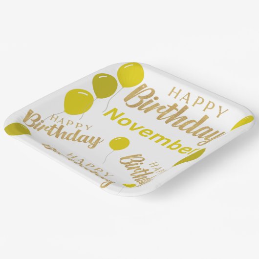 Gelukkige verjaardag November de verjaardagen van  Papieren Bordje (Gebogen)