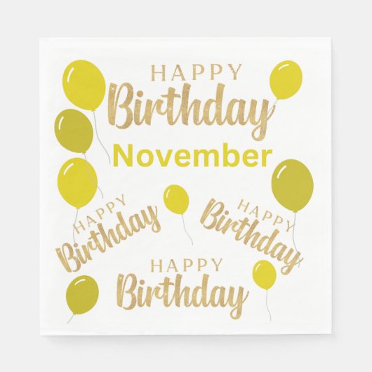 Gelukkige verjaardag November verjaardagen Papier  Servet (Voorkant)