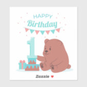 Gelukkige verjaardag nummer één sticker (Vel)